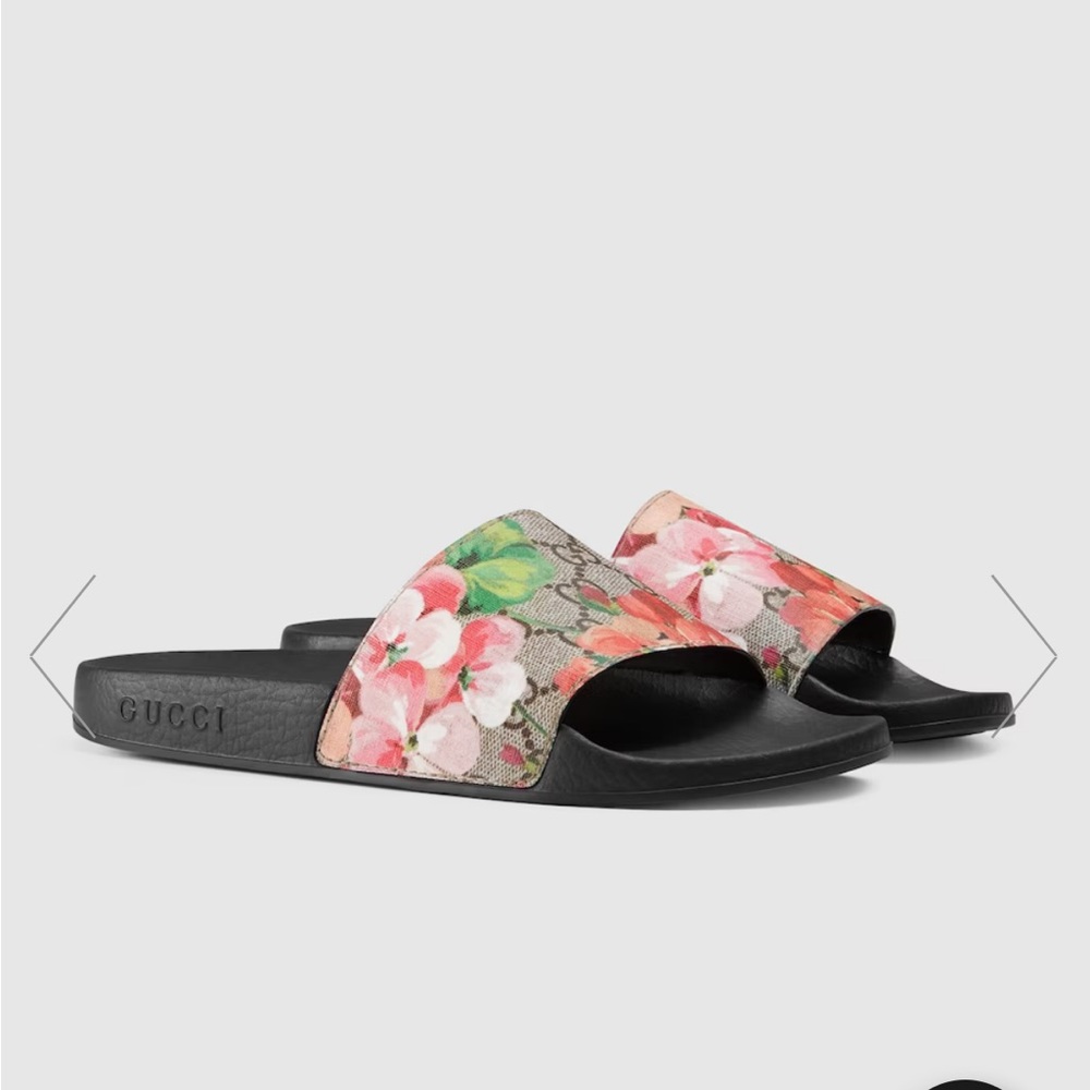 GG BLOOMS SUPREME FLORAL SLIDE SANDAL